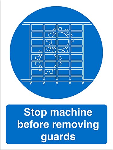 Mandatory Sign Stop Machine Plastic 30 x 20 cm