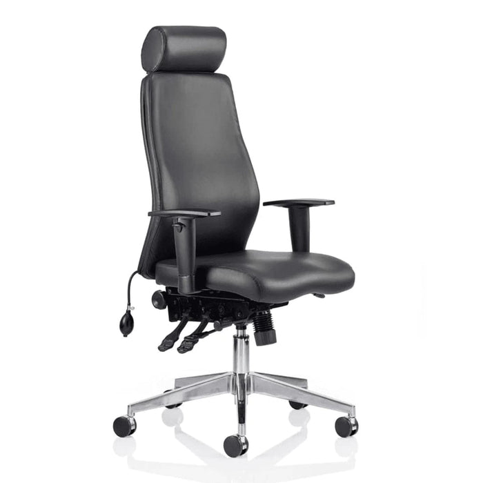 Dynamic Independent Seat & Back Posture Chair With Black Bonded Leather Height Adjustable Arms Onyx Without Headrest High Back