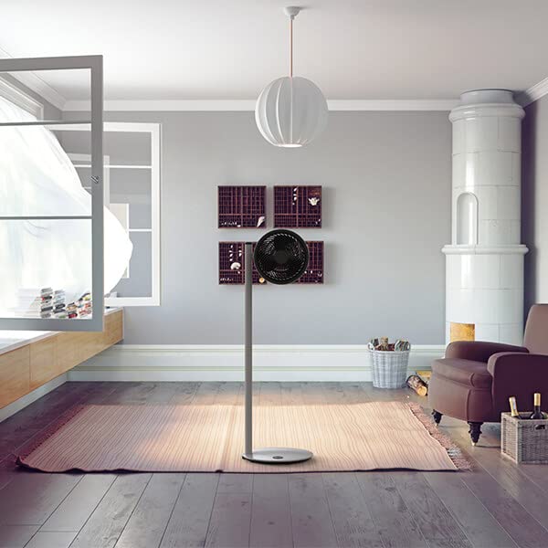 BONECO Pedestal Fan Height Adjustable Main Manual, DC Metal, Plastic 270 mm Black and Grey 32 Speed Settings 121.2 cm