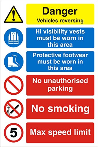 Warning Sign Vehicles Reversing Plastic 60 x 40 cm