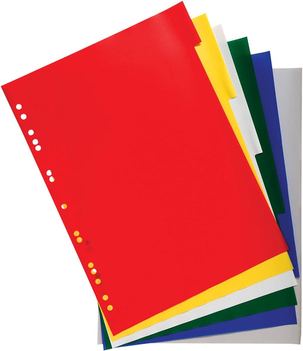 Exacompta Blank Dividers A4 Assorted Multicolour 6 Part PP (Polypropylene) 11 Holes 3006E Pack of 100