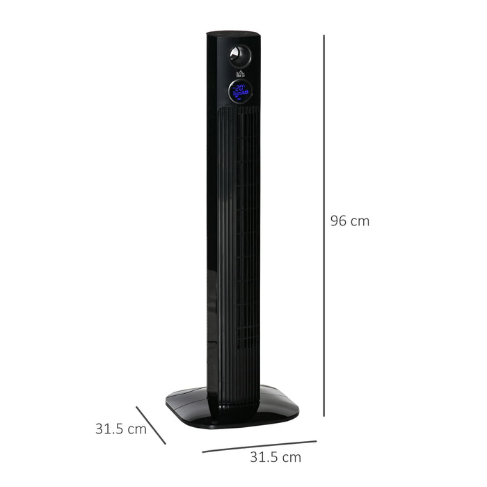 HOMCOM Tower Fan Non Height Adjustable 45 W ABS (Acrylonitrile Butadiene Styrene) Black 31.5 x 31.5 x 96 cm