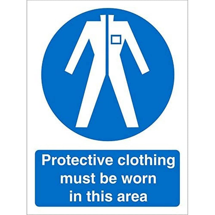 Mandatory Sign Wear Protective Clothing In This Area Plastic Blue, White 30 x 20 cm