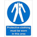 Mandatory Sign Wear Protective Clothing In This Area Plastic Blue, White 30 x 20 cm