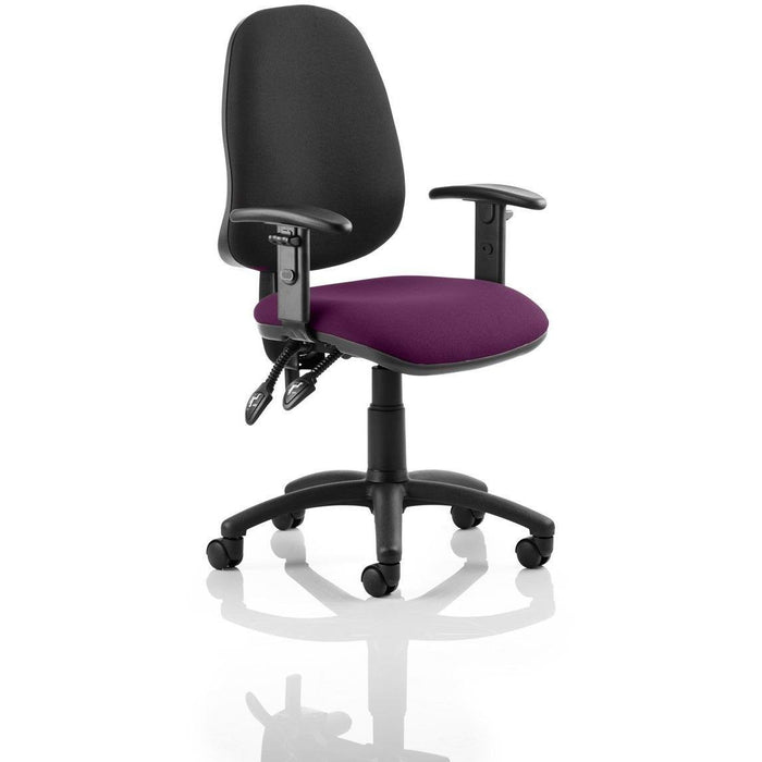 Dynamic Tilt & Lock Task Operator Chair Height Adjustable Arms Eclipse Plus II Black Back, Bergamot Cherry Seat High Back