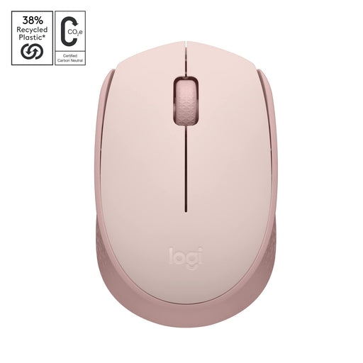 Logitech M171 1000 DPI Ambidextrous RF Wireless Optical Mouse Rose Pink