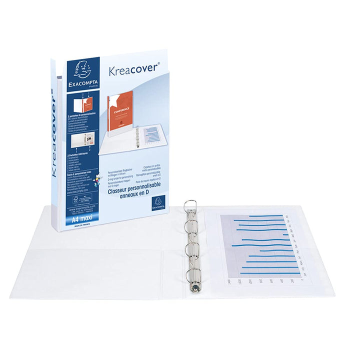 Exacompta 60 mm Presentation Ring Binder PP on board A4+ 4 ring White 51945E