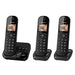 Panasonic Triple Cordless DECT Telephone with Answering Machine KX-TGC423EB Black Pack of 3