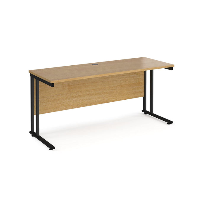 Rectangular Straight Desk White Wood Cantilever Legs Black Maestro 25 1400 x 600 x 725mm