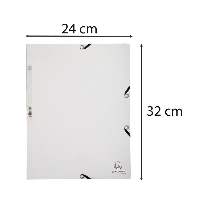 Exacompta 3 Flap Folder 55506E A4 White Glossy Card 24 x 32 cm Pack of 25