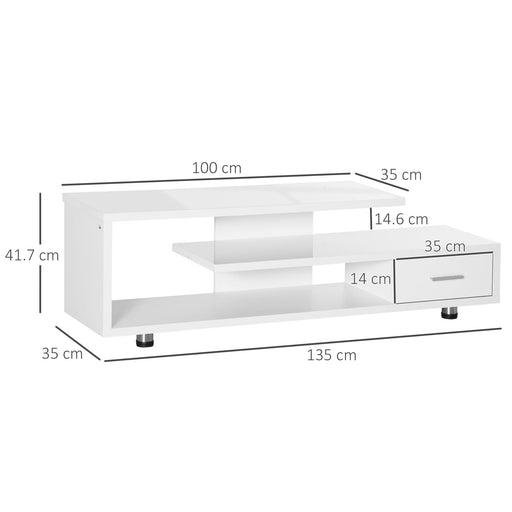 HOMCOM TV Stand Particleboard White 135 x 35 x 41.7 cm