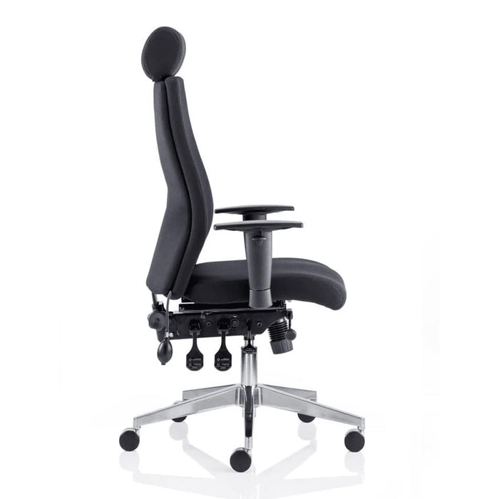 Dynamic Independent Seat & Back Posture Chair With Black Bonded Leather Height Adjustable Arms Onyx Without Headrest High Back