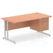 Dynamic Rectangular Office Desk Beech MFC Cantilever Leg Silver Frame Impulse 1 x 2 Drawer Fixed Ped 1600 x 800 x 730mm