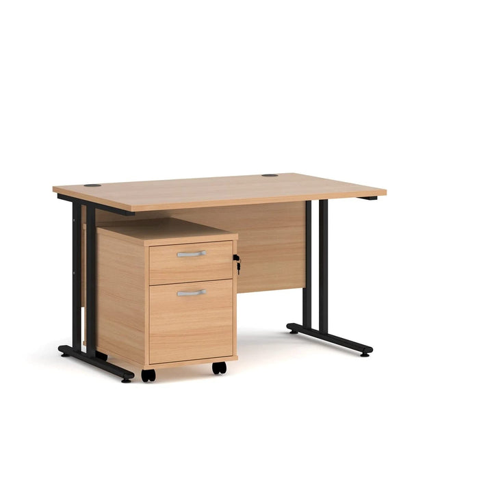 Dams International Straight Desk with 2 Drawer Pedestal SBS216WH 1,600 x 800 x 725 mm