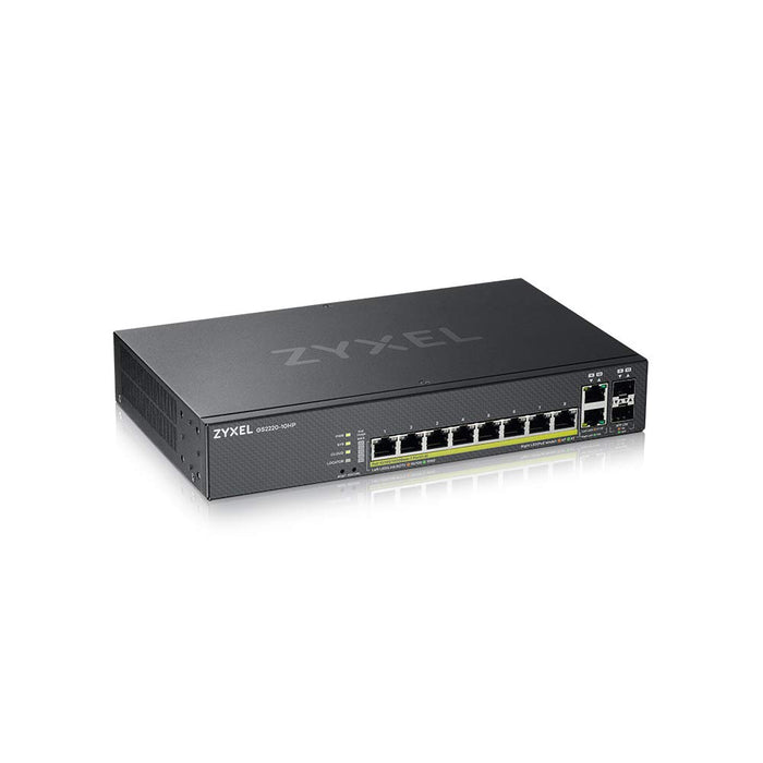 Zyxel GS2220-10HP - Switch - Managed - 8 x 10/100/1000 (PoE+) + 2 x combo Gigabit SFP - rack-mountable, wall-mountable - PoE+ (180 W)