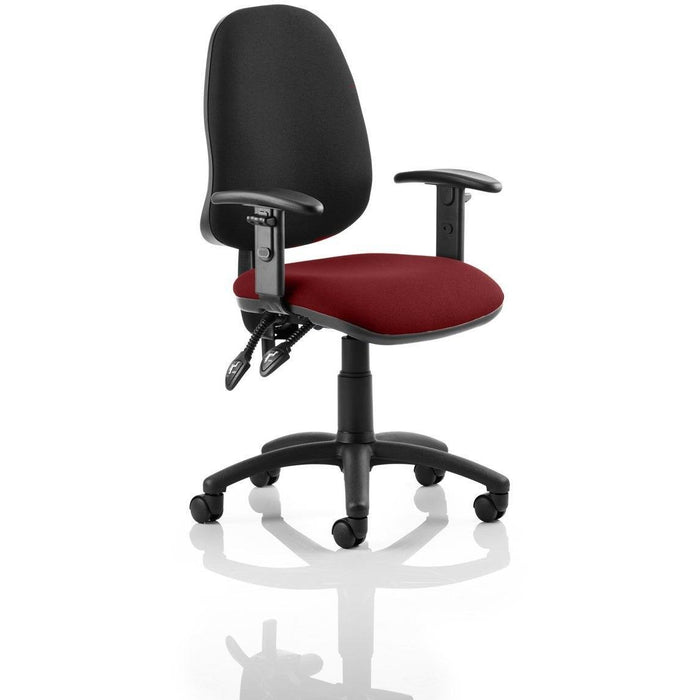 Dynamic Tilt & Lock Task Operator Chair Height Adjustable Arms Eclipse Plus II Black Back, Ginseng Chilli Seat Without Headrest High Back