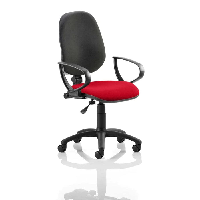 Dynamic Permanent Contact Backrest Task Operator Chair Loop Arms Eclipse I Black Back, Bergamot Cherry Seat Without Headrest High Back