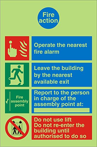 Fire Action Sign Plastic 20 x 15 cm