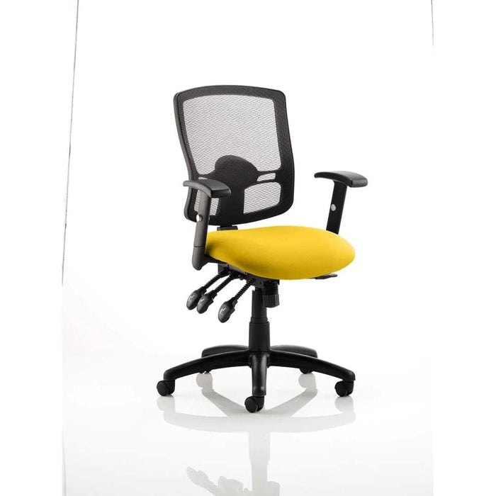 Dynamic Independent Seat & Back Task Operator Chair Height Adjustable Arms Portland III Black Back, Senna Yellow Seat Without Headrest Medium Back