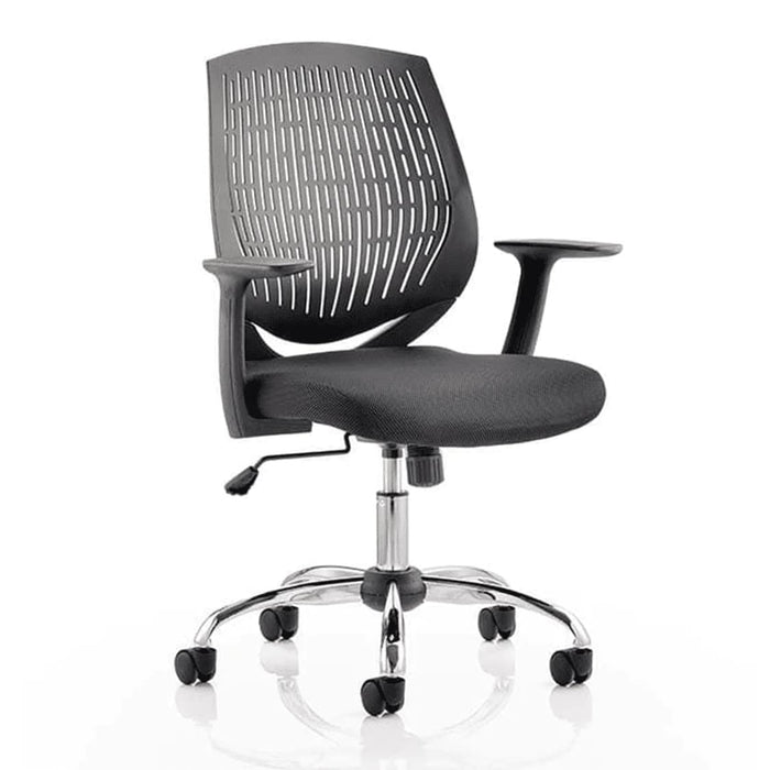 Dynamic Basic Tilt Task Operator Chair Fixed Arms Dura Black Back, Myrrh Green Seat Without Headrest Medium Back