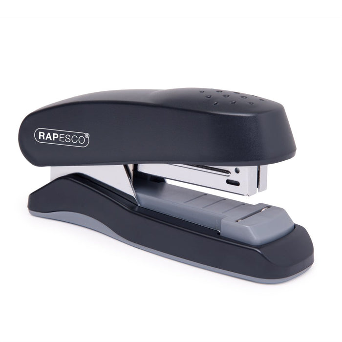 Rapesco Flat Clinch Stapler 1064 Half Strip Plastic 25 Sheets Black