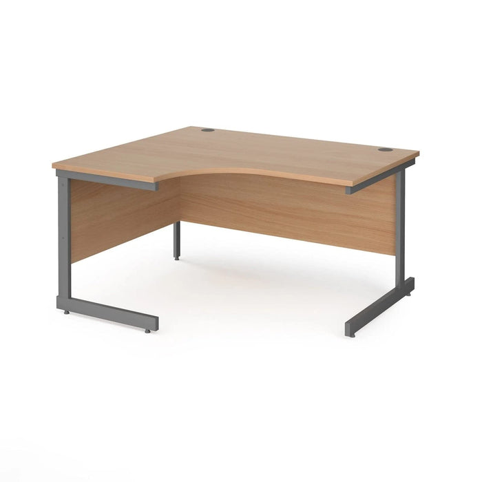 Left Hand Ergonomic Desk with Beech Coloured MFC Top and Graphite Frame Cantilever Legs Contract 25 1800 x 1200 x 725 mm