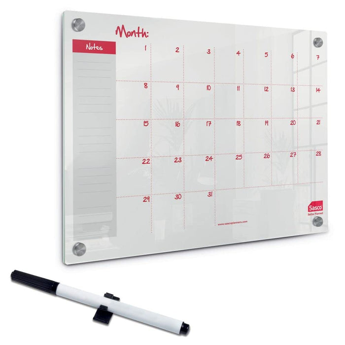 Sasco Mini Wall Mountable Whiteboard Monthly Planner 2410189 Acrylic Frameless 600 x 450 mm Semi Opaque