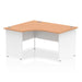 Impulse Left Crescent Office Desk W1800 x D1200 x H730mm Cable Managed Leg Grey Oak Finish White Frame - TT000163