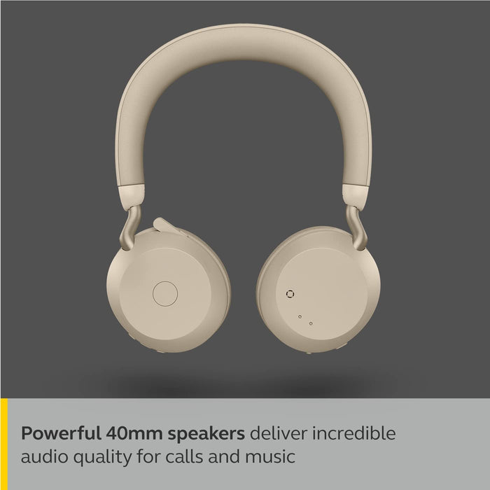 Jabra Evolve2 75 - Headset - on-ear - Bluetooth - wireless - active noise cancelling - USB-C - noise isolating - beige - Optimised for UC