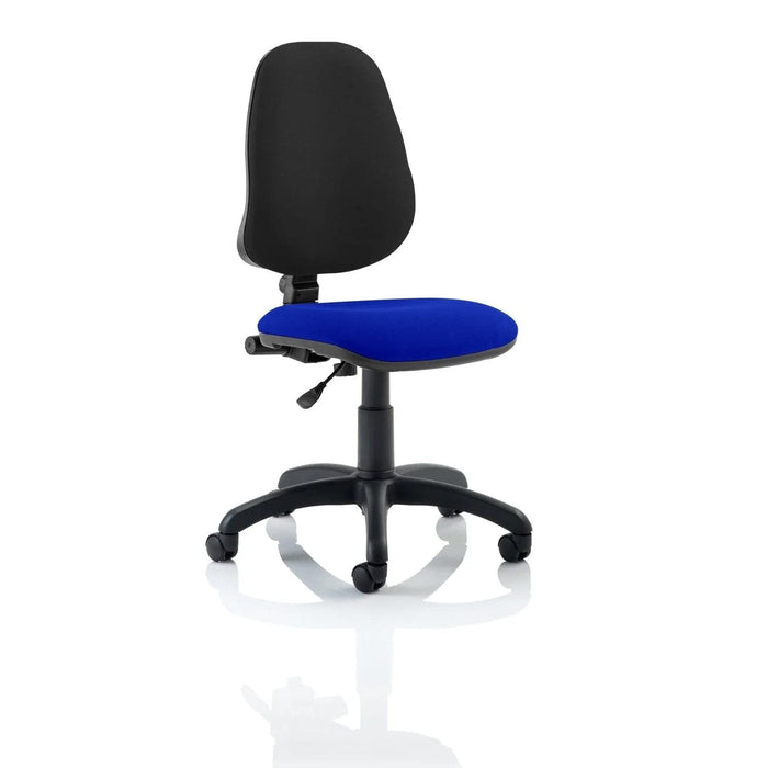 Dynamic Permanent Contact Backrest Task Operator Chair Without Arms Eclipse I Black Back, Stevia Blue Seat High Back