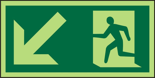 Fire Exit Sign Down Left Arrow Plastic 15 x 30 cm