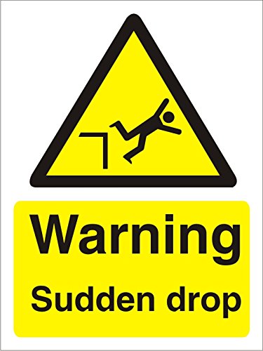 Warning Sign Sudden Drop Vinyl 20 x 15 cm