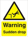 Warning Sign Sudden Drop Vinyl 20 x 15 cm