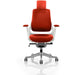 Dynamic Synchro Tilt Executive Chair Height Adjustable Arms Zure Tobasco Red Seat, White Frame Without Headrest High Back