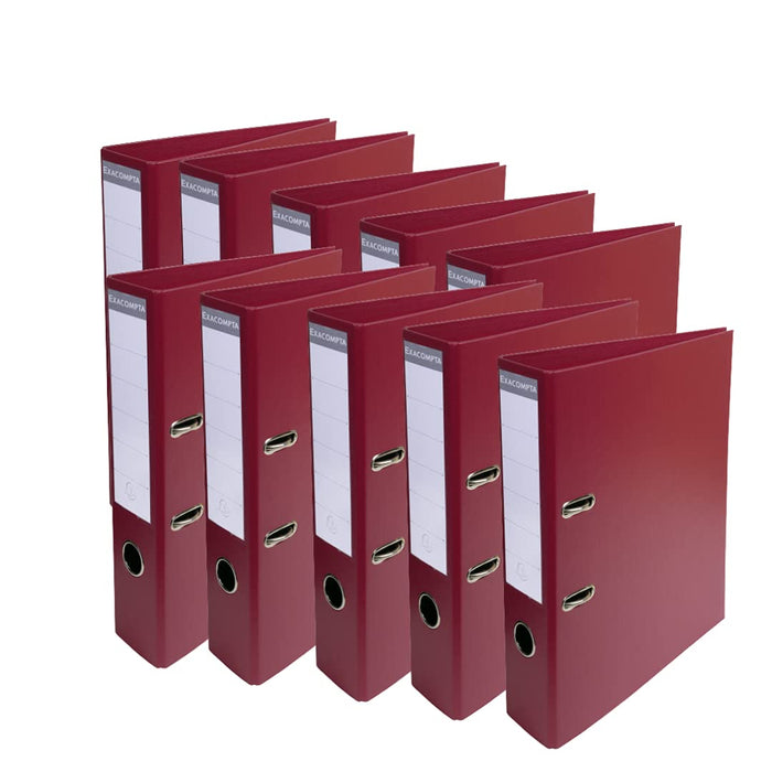 Exacompta PremTouch Lever Arch File A4 70 mm Burgundy 2 ring 53704E Cardboard, PVC (Polyvinyl Chloride) Portrait Pack of 10