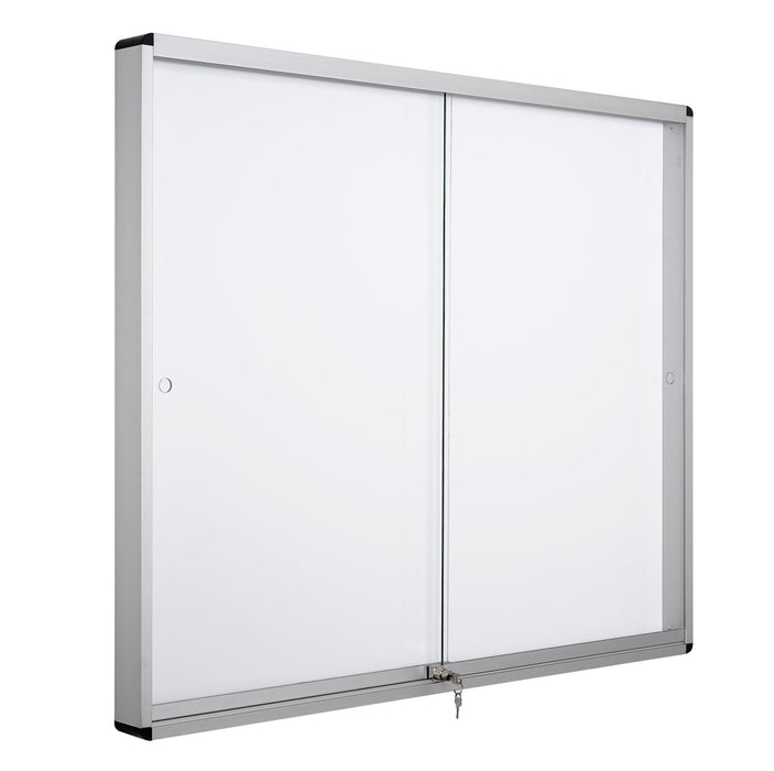 Bi-Office Exhibit Indoor Lockable Notice Board Magnetic 18 x A4 Wall Mounted 132.4 (W) x 96.7 (H) cm White