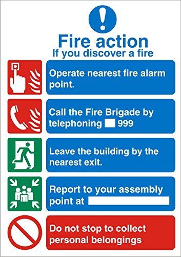 Fire Action Sign - If You Discover A Fire Self Adhesive Plastic 20 x 15 cm