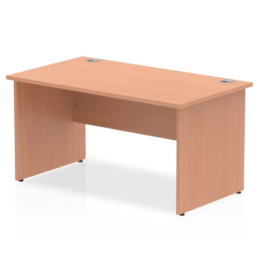 Impulse Straight Office Desk W1400 x D800 x H730mm Panel End Leg Oak Finish White Frame  - TT000011