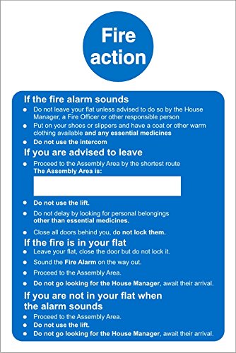 Fire Action Sign for Care Homes Vinyl 30 x 20 cm