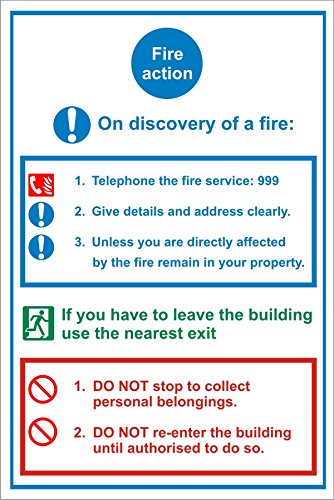 Fire Action Sign On Discovery of Fire Vinyl 20 x 15 cm