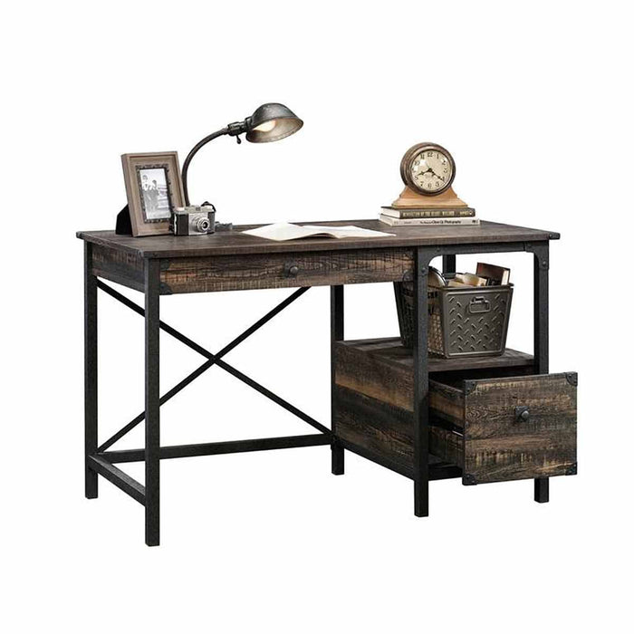 Steel Gorge Wrought Iron Style Home Office Desk Carbon Oak - 5423912