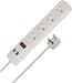 brennenstuhl 4-Way Extension Lead UK with Surge Protection and Neon Indicator 2m White