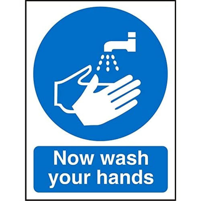 Mandatory Sign Now Wash Your Hands Self Adhesive Acrylic 20 x 15 cm