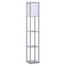 HOMCOM 4-Tier Floor Lamp Standing Lamp with Storage Shelf for Home Office Dorm Grey