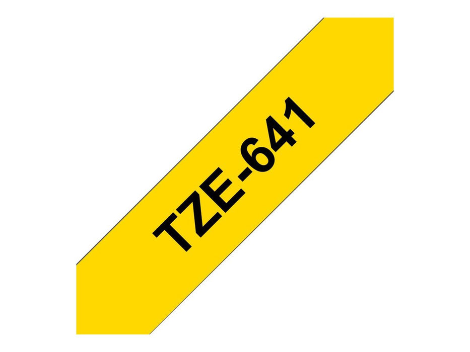 Brother TZe-641 Authentic Label Tape Self Adhesive Black Print on Yellow 18 mm x 8m