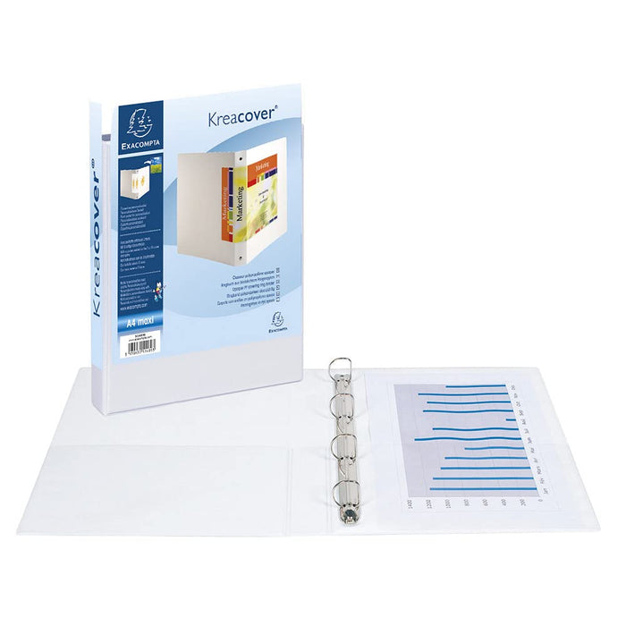 Exacompta Presentation Ring Binder 51941E Polypropylene A4 4 ring 20 mm White