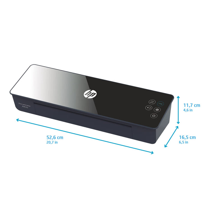 HP Pro 600 52.6 x 16.5 x 11.68 cm A3 Laminator 600 mm/min. 500 Micron 1 min warm-up period