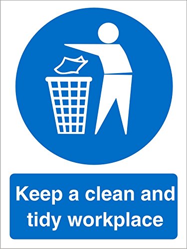 Mandatory Sign Tidy Workplace vinyl 20 x 15 cm