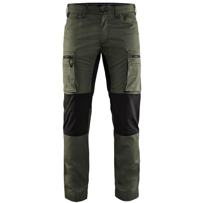 BLÅKLÄDER Trousers 14591845 Cotton, PL (Polyester) Army Green, Black Size 40R