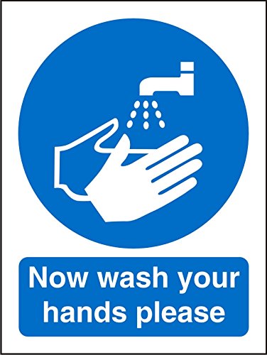 Mandatory Sign Now Wash Your Hands Self Adhesive Vinyl Blue, White 30 x 20 cm